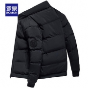 罗蒙中青年棉服男冬季新款时尚袖标棉袄短款立领外套保暖抗寒棉衣