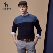 LG时装旗下中高端品牌 Hazzys 哈吉斯 男士100%精纺羊毛针织衫