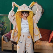 棉籽壳 女士法兰绒家居服套装