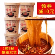 16.8元包邮！嗨吃家 网红酸辣粉桶装整箱6桶 领10元优惠券 重庆红薯粉丝