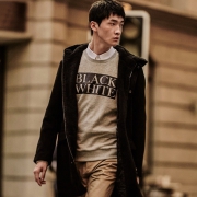 ME&CITY 539270 男士连帽羊毛混纺大衣 159元