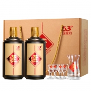 酒匪三爷酱香型白酒整箱礼盒纯粮食原浆高粱高度老酒荷花酒水白酒 500mlX2瓶 38元