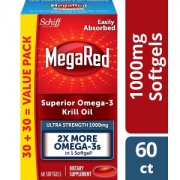 28日0点、中亚Prime会员： Schiff 旭福 MegaRed 1000mg强度Omega-3磷虾油 60粒