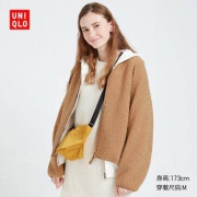 优衣库 418245 女士摇粒绒拉链V领开衫