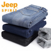JEEP SPIRIT 2019新款女士高腰加绒加厚牛仔裤
