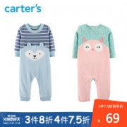 美国 卡特 Carters A类标准 春秋款 宝宝抓绒长袖连体衣