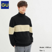 GU极优 GU319674000 男士拼色两翻领针织衫