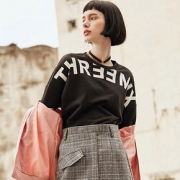 361运动卫衣女2019秋冬新款圆领休闲运动服宽松粉色字母长袖上衣y