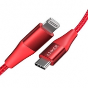 Anker Type-C转Lightning PD快充数据线 MFI认证 红色