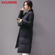 鸭鸭 秋冬新款女棒球领欧美街头时尚羽绒服女长款外套B-56255