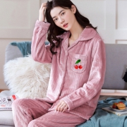 加绒加厚！男女珊瑚绒开衫睡衣2件套 券后￥39