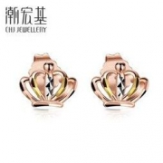 CHJ JEWELLERY 潮宏基 为爱加冕 18k金耳钉 *2件