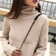 莲依帛 宽松慵懒风高领毛衣 针织线衫