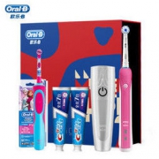 欧乐B（Oralb）电动牙刷 成人3D声波震动牙刷 P2000粉+D12冰雪奇缘 家庭装礼盒 博朗精工