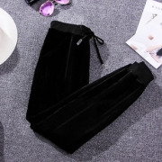 金丝绒加绒运动裤女秋冬新款