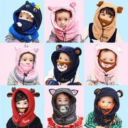降温保暖、多款可选：lemonkid 柠檬宝宝 男童女童围脖护耳一体加绒帽