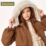 Balabala 巴拉巴拉 中大女童时尚中长款保暖棉服 三色