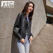 对白黑色复古机车皮衣外套女2019新款秋冬时尚帅气个性翻领上衣潮