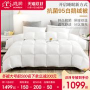 出口全球 95白鹅绒+800蓬+1000清洁度：鸿润 羽绒冬被 220x240cm
