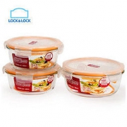 乐扣乐扣（locklock）耐热玻璃保鲜盒 饭盒套装三件套LLG851S008 三件套600ml*2+900ml