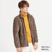优衣库 418712 男士长绒摇粒绒拉链茄克