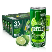 16点开始！Perrier巴黎水青柠味气泡水 天然矿泉水 250ml*35罐整箱装