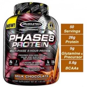 Muscletech 肌肉科技 Phase8蛋白质粉, 持续8小时释放蛋白质, 牛奶巧克力味, 4.6磅 (2.09kg) *2件