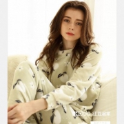 降温保暖、6色可选：Hodohome 红豆居家 女士法兰绒家居服