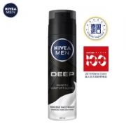 妮维雅(NIVEA)男士深黑DEEP洁面慕斯200ml(洗面奶男 洁面泡沫 护肤化妆品 泰国进口 剃须洁面二合一 ) *5件