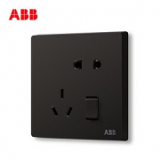 ABB开关插座无框轩致星空黑墙壁开关面板一开五孔插座AF225-885 *5件