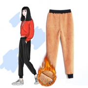 【纯心宣】羊羔绒加厚休闲运动裤女