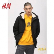双11返场：H＆M 0495884 男士仿羊羔绒棉衣