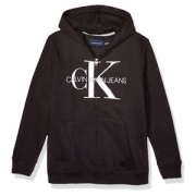 2色多码，Calvin Klein 卡尔文·克莱恩 Full Zip 儿童拉链抓绒连帽衫