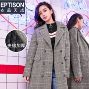 双十一预告，Angelababy同款 衣品天成 女士千鸟格子中长款呢子大衣