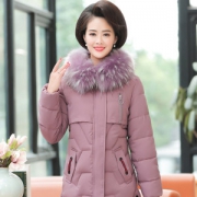 妈妈大毛领羽绒棉服