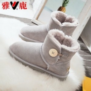 雅鹿 真皮短筒雪地靴