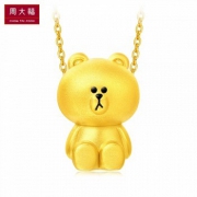 双11预售： CHOW TAI FOOK 周大福 LINE FRIENDS系列 R21429 布朗熊足金转运珠