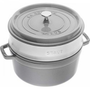 中亚Prime会员： Staub 经典系列 珐琅铸铁锅 26cm（带蒸屉） 灰色