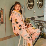 棉籽壳 女士法兰绒家居服套装