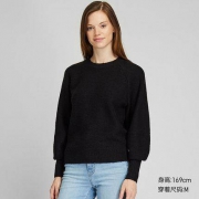 优衣库 418683 女士泡泡袖圆领针织衫