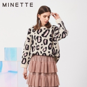 minette 30418078001 春季新款豹纹百搭圆领长袖线衫 79元包邮