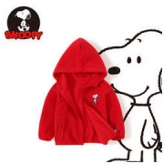 SNOOPY 史努比 童装摇粒绒带帽开衫