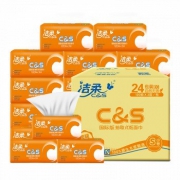 C&S 洁柔 活力阳光橙抽纸 3层120抽*24包（195*123mm） *4件