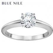 BlueNile0.3克拉14k白金小巧单石订婚戒指