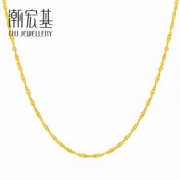 限时秒杀：CHJ 潮宏基 CX0001217600 天长地久水波纹 足金项链 3.2g