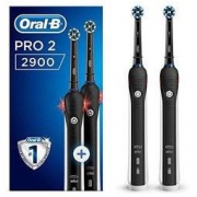 Oral-B 欧乐B Pro 2 2900 电动牙刷，配两个 CrossAction 插入式牙刷，增值装包含2个牙刷把，黑色