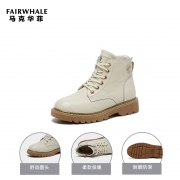 头层牛皮+增高4cm：MarkFairwhale马克华菲 女士复古马丁靴