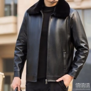 彩冯 男士秋冬加绒款 保暖皮衣夹克