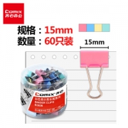 COMIX 齐心 B3636 彩色长尾夹 60只装 15mm *6件