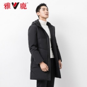 雅鹿 男士加厚中长款 连帽羽绒服 90%充绒量